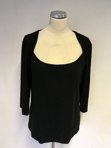 JAEGER BLACK SCOOP NECK 3/4 SLEEVE TOP SIZE XL