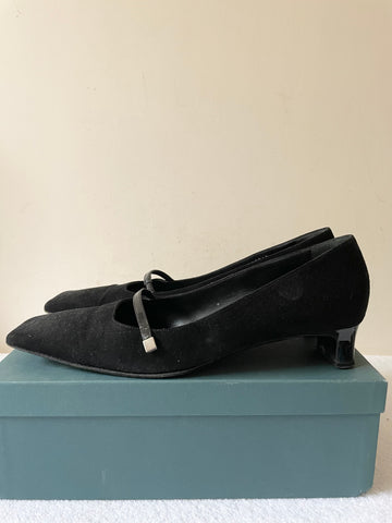 DI SANDRO BLACK SUEDE LOW HEEL COURT SHOES SIZE 6/39