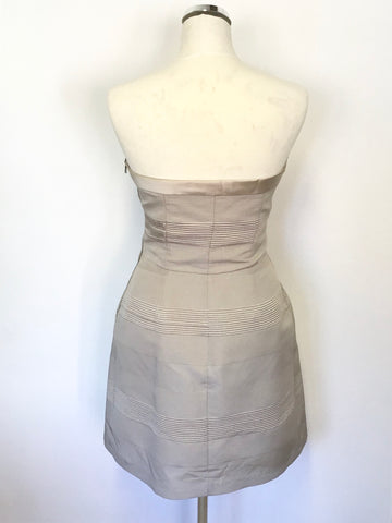PRADA OYSTER BEIGE STRAPLESS SPECIAL OCCASION FIT & FLARE DRESS SIZE 40 UK 8