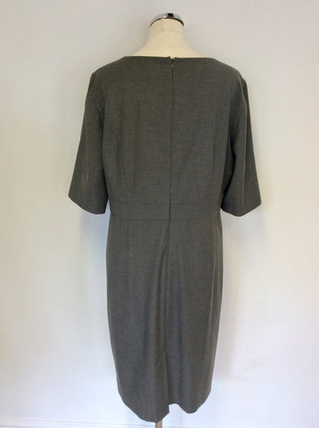 JAEGER GREY SHORT SLEEVE PENCIL DRESS SIZE 14