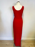 RALPH LAUREN RED SLEEVELESS LONG OCCASION DRESS SIZE 6 UK 10