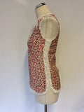 SEE U SOON FLORAL PRINT & WHITE LACE SLEEVELESS TOP SIZE M