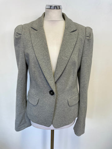OUI COLLECTION GREY COTTON JERSEY LONG SLEEVE FITTED JACKET SIZE 14