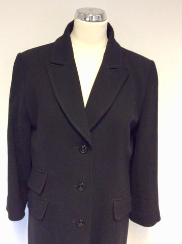 HOBBS BLACK PURE NEW WOOL COAT SIZE 14