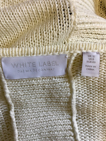 THE WHITE LABEL WHITE TASSEL TRIM COTTON CARDIGAN SIZE 12