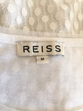 REISS PIPPA WHITE SPOT MESH SHORT SLEEVE TOP SIZE M