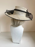 BRAND NEW MARKS & SPENCER CREAM & BLACK TRIM WIDE BRIM FORMAL HAT