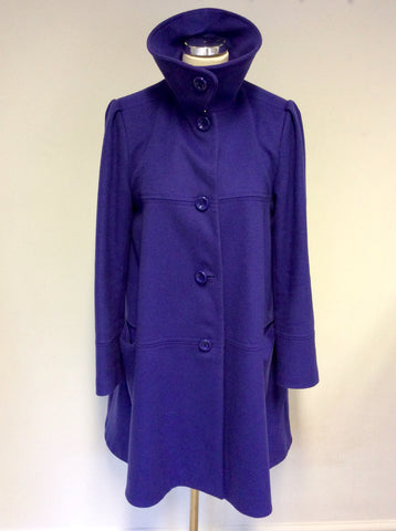 REISS PURPLE WOOL & CASHMERE SWING COAT SIZE L