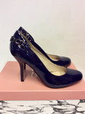 BRAND NEW MODA IN PELLE CARLINO NAVY PATENT CHAIN TRIM HEELS SIZE 4/37