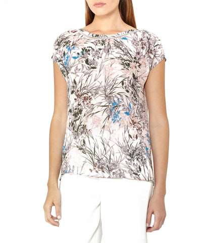 REISS INDIA PINK FLORAL PRINT SILK TOP SIZE 10