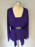 BRAND NEW DEMETRIOS PURPLE FLOATY EMBELLISHED TOP & MATCHING TROUSERS SIZE 14