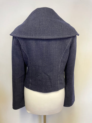 BRAND NEW JESIRE BLUE WOOL BLEND DOUBLE BREASTED FITTED JACKET SIZE S
