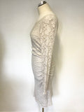 PHASE EIGHT IVORY LACE LONG SLEEVE STRETCH PENCIL DRESS SIZE 10