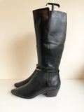 MARKS & SPENCER AUTOGRAPH BLACK LEATHER KNEE LENGTH BOOTS SIZE 8/42