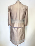 BRAND NEW HOBBS CHAMPAGNE LACE TRIM PENCIL DRESS & FITTED JACKET SUIT SIZE 10