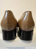 GINA CAMEL LEATHER BOW TRIM LOW HEEL SHOES SIZE 7/40
