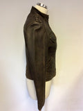 ARMA WOMEN BROWN LEATHER ZIP UP JACKET SIZE 12
