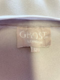 GHOST GREY V NECKLINE SATIN TRIMS SHORT SLEEVE TUNIC TOP SIZE 12