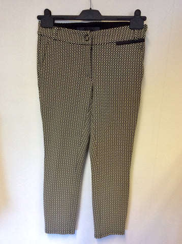 AIRFIELD BLACK & WHITE PRINT JACKETS & CAPRI PANT TROUSER SUIT SIZE 8
