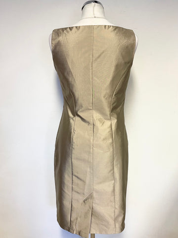 DEBUT PALE GOLD FRILL FRONT SLEEVELESS COCKTAIL/PARTY DRESS SIZE 10