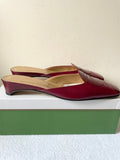 KATE SPADE NEW YORK PAULA RUBY RED LEATHER SLIP ON MULES SIZE 6.5/39.5