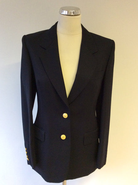 AQUASCUTUM BLACK WOOL BLAZER JACKET SIZE 10