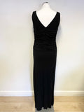 COAST BLACK SLEEVELESS DRAPED LONG EVENING DRESS SIZE 12