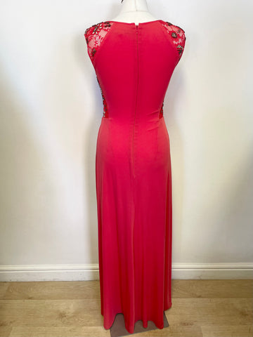 COAST CORAL LACE & JEWEL EMBELLISHED SPECIAL OCCASION MAXI DRESS SIZE 8
