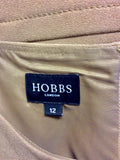 HOBBS CAMEL SLEEVELESS FLUTED HEM DRESS SIZE 12