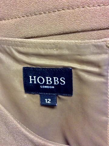 HOBBS CAMEL SLEEVELESS FLUTED HEM DRESS SIZE 12