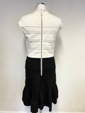 BRAND NEW TED BAKER BLACK & WHITE STRETCH FLARED SKIRT DETAIL DRESS SIZE 3 UK 12/14