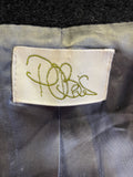 PETER O BRIEN CHARCOAL WOOL & CASHMERE FRILLED TIER TRIM FITTED SINEAD COAT SIZE 10