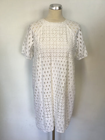 WHISTLES WHITE BROIDERY ANGLAISE WHITE DRESS SIZE 12