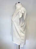 MAJE IVORY V NECKLINE LACE TRIMEED CAP SLEEVE TOP SIZE 1 UK 10