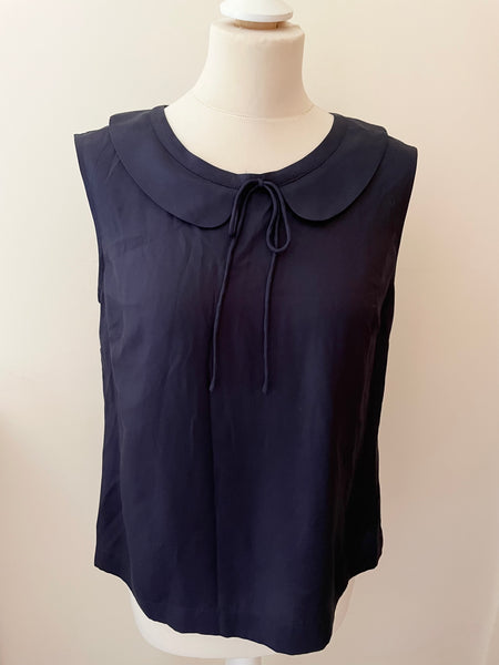 BODEN DARK BLUE SILK BLEND SLEEVELESS TOP SIZE 12
