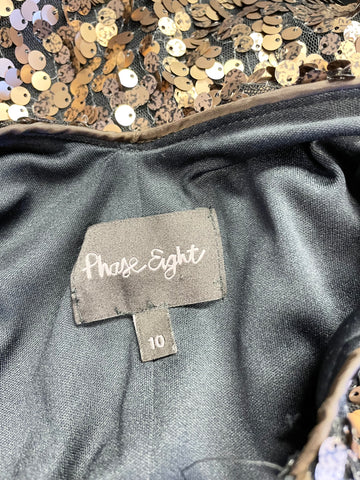 PHASE EIGHT BRONZE SEQUINNED SLEEVELESS COCKTAIL DRESS SIZE 10