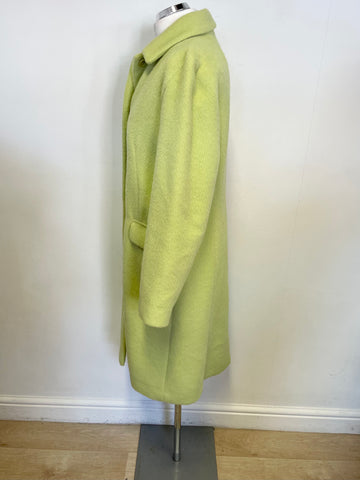 WHISTLES LIME GREEN WOOL KNEE LENGTH COAT SIZE 10