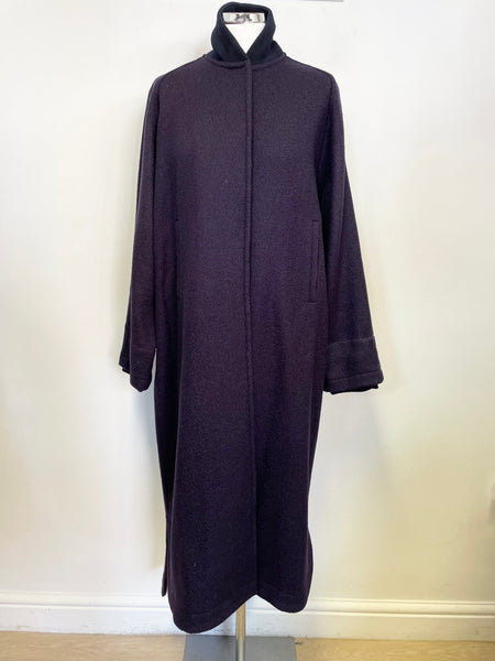 DESIGNER THIERRY COLSON PARIS PURPLE WOOL LONG COAT SIZE L