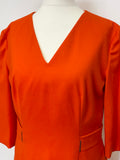 HUGO BOSS ORANGE WOOL HALF SLEEVE PENCIL DRESS SIZE 10