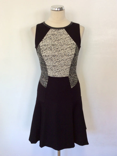 COAST BLACK & IVORY MARL TOP OCCASION DRESS SIZE 8