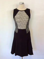 COAST BLACK & IVORY MARL TOP OCCASION DRESS SIZE 8