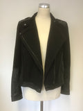 COMPTOIR DES COTONNIERS BLACK COTTON & LEATHER TRIM JACKET SIZE L