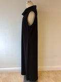 ANN HARVEY BLACK SATIN NECKLINE SLEEVELESS LONG EVENING DRESS SIZE 22