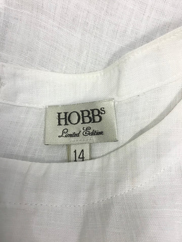 HOBBS LIMITED EDITION WHITE LINEN BUTTON BACK SLEEVELESS TOP SIZE 14