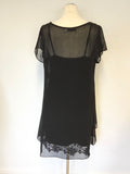 BRAND NEW MINT VELVET BLACK LACE STRAPPY DRESS WITH SEMI SHEER OVER TOP SIZE 14