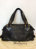 MULBERRY BLACK LEATHER FRONT POSTMAN LOCK POCKET SHOULDER BAG
