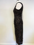 LK BENNETT QUINN BLACK & BRONZE SEQUINNED SLEEVELESS COCKTAIL DRESS SIZE 12