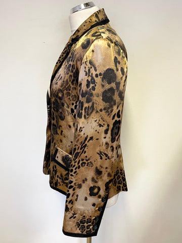 GELCO GOLD & BLACK PATTERNED SATIN SPECIAL OCCASION JACKET SIZE 14