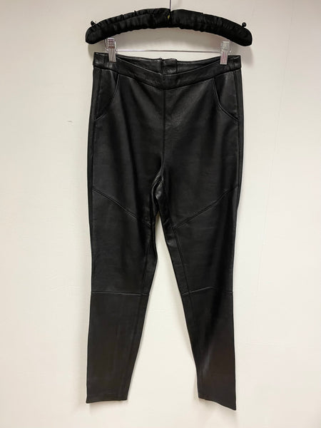 ASOS BLACK LEATHER SKINNY LEG TROUSERS SIZE 10