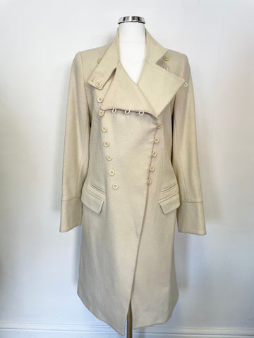 TOAST CREAM BUTTON FASTEN WOOL BLEND KNEE LENGTH COAT SIZE 12